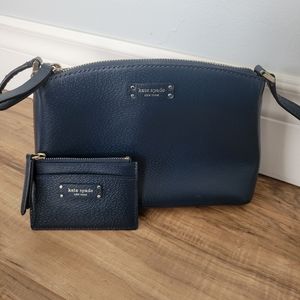 Kate Spade Leather Navy Purse & Mini Wallet Combo